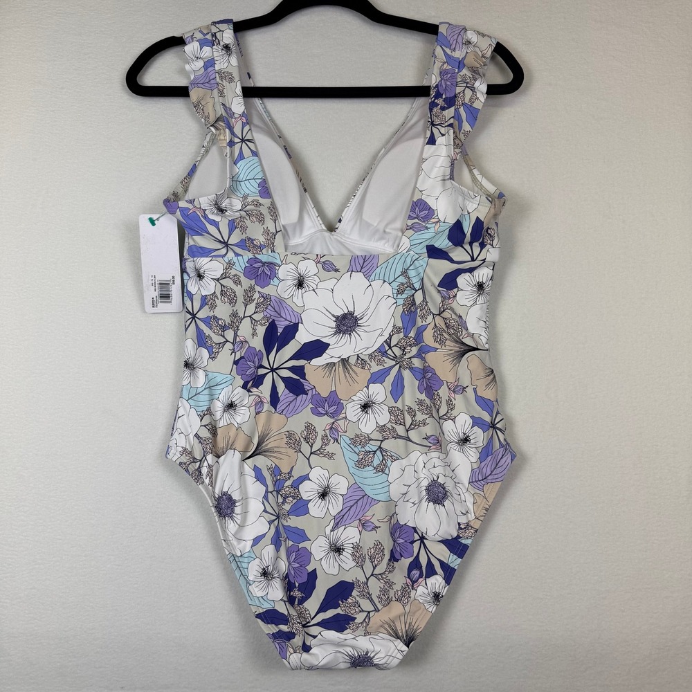 Floral Ruffle V-Neck One Piece Swimsuit WMNS SoftGirl Grandmillenial Cottagecore - Picture 2 of 10